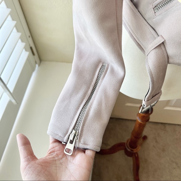 Zara Light Pink Suede Moto Jacket - Picture 7 of 16
